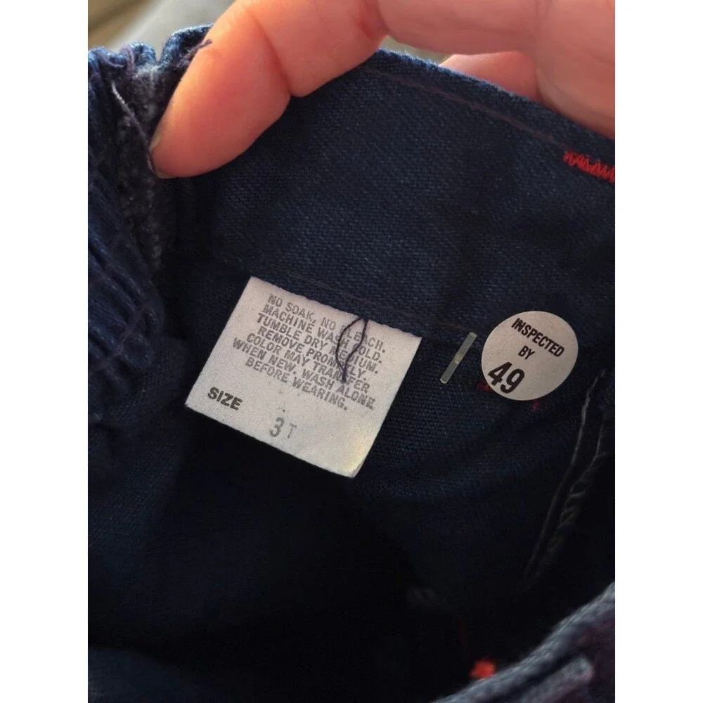Oshkosh b’gosh nwt vtg union made USA denim blue jeans pants plaid carpenter 3t